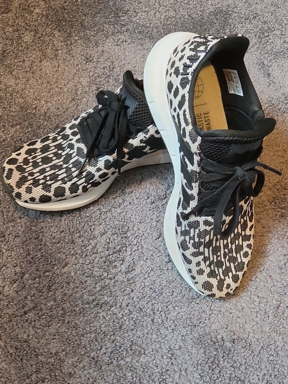 adidas Black and White Patterned Athletic Shoes